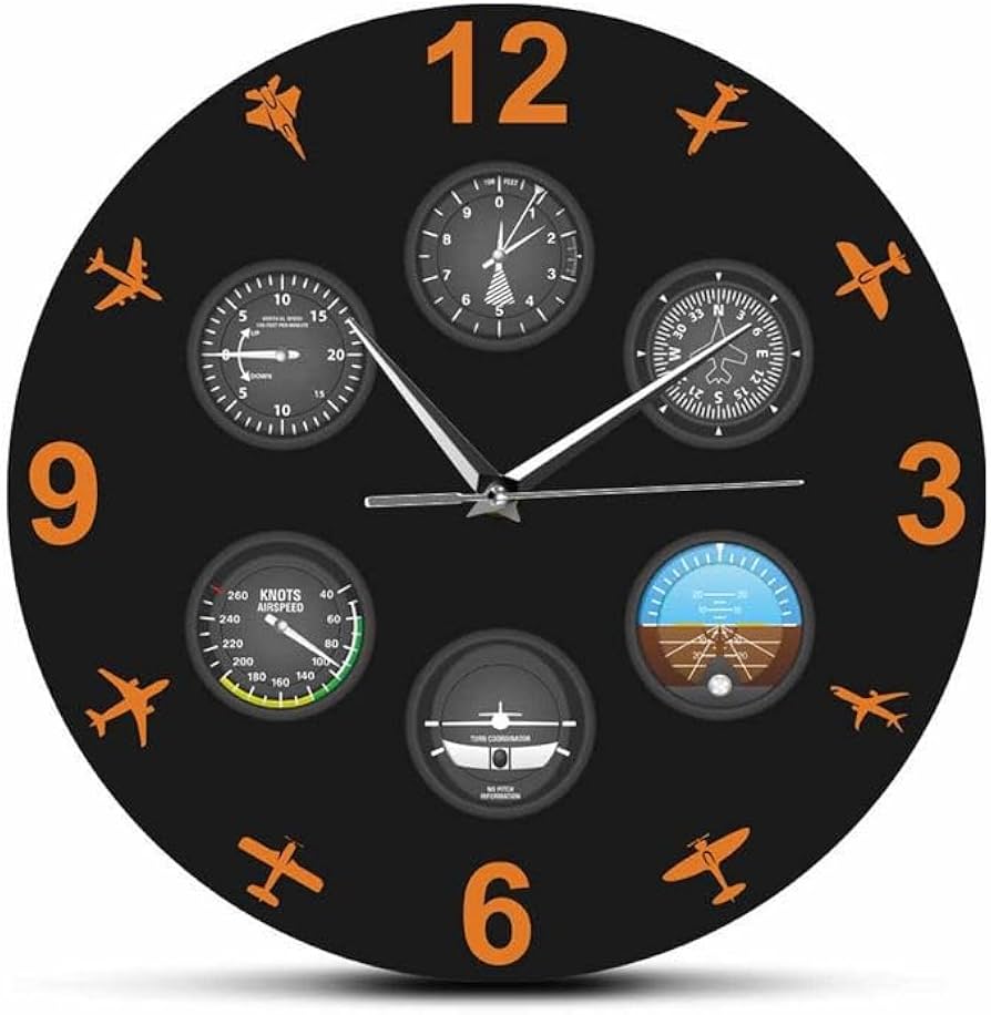 Amazon.co.jp: BONFUN 航空機の飛行計器の現代壁時計、刻みの壁時計